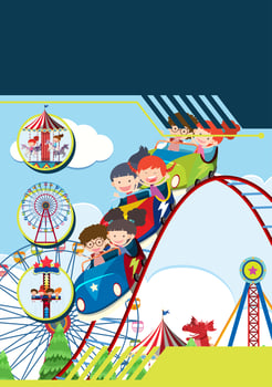 Children at theme park template vector
