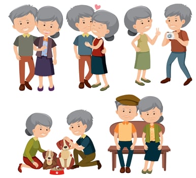 A Set of Elderly Couple vector