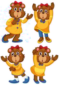 Set of bear cartoon characters vector