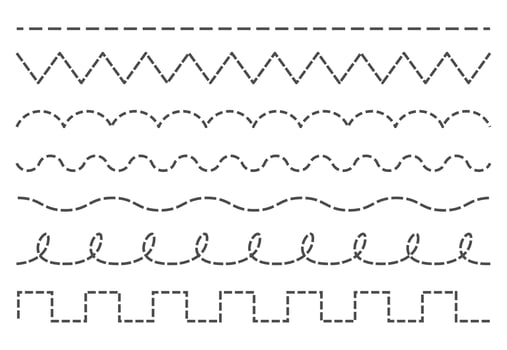 Collection of dash line stroke set vector