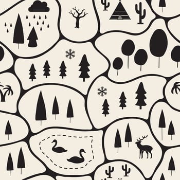seamless abstarct monochrome hand drawn earth map pattern background vector
