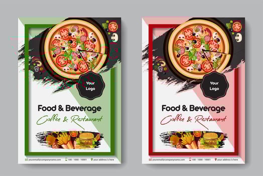 Food Restaurant flyer with pizza vector