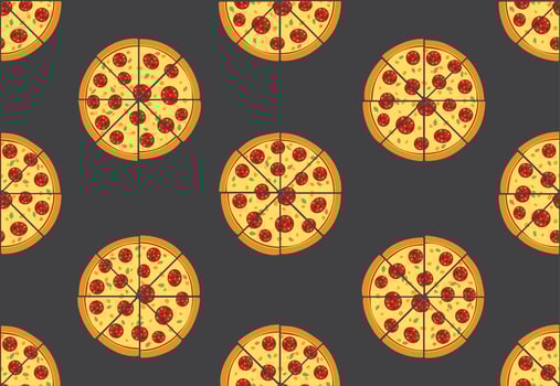 Seamless pattern of pizza isolated on black background vector