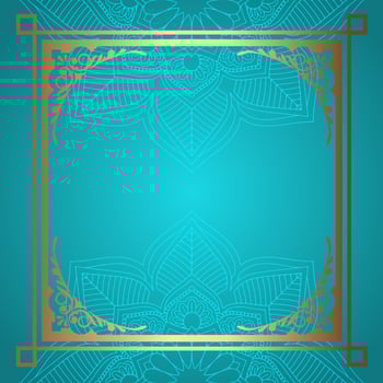 Mandala background with decorative gold border  vector