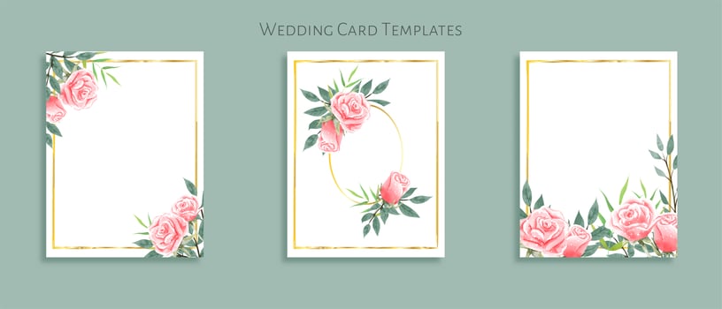 Beautiful set of wedding card templates. Decorated with rose bouquets. vector