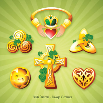 Six St. Patrick's Day Irish Charms Illustration vector