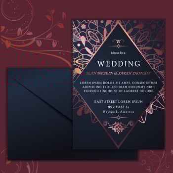 Luxury Wedding Invitation Card with Purple Swirls vector