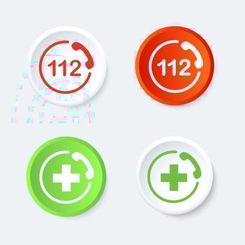122 and AID button set. vector