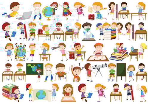 Children in educational activities vector