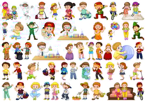 Large Set of Active Kids  vector