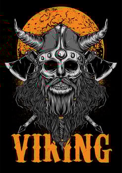 Viking  Zombie Illustration with Moon vector