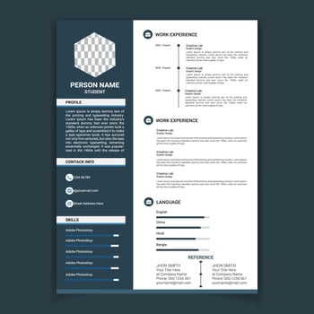 Professional Navy Resume Template vector