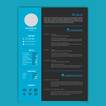 Minimal Blue and Gray Resume Template vector