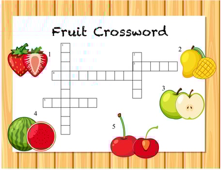 Fruit crossword game template vector