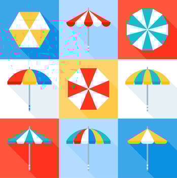 Beach Umbrella Icon Set vector