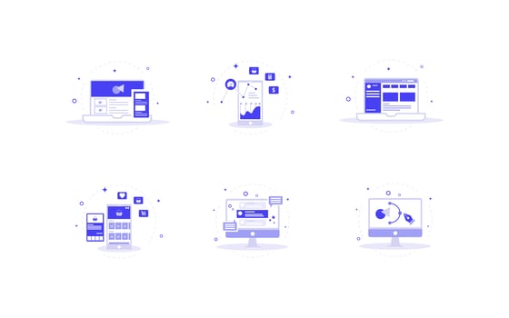 Set of Purple Website Icons vector