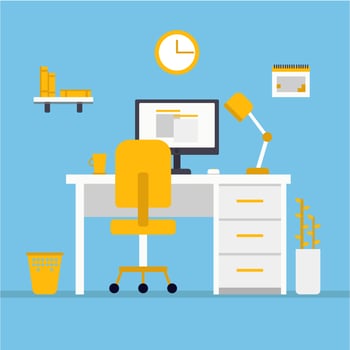 Flat Style Workspace Office Interior vector