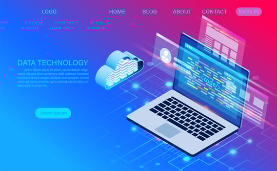 Data Technology Gradient Landing Page  vector