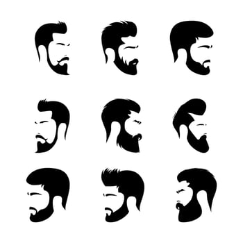 Set of men's beard and hairstyles vector