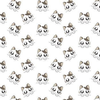 Cute Sad  Cartoon Cats Pattern vector