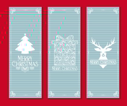 Light Blue Merry Christmas Card Set vector