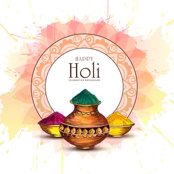 Holi Greeting Card with Decorative Circle Frame vector