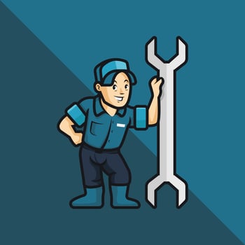 Repairman with Wrench in Cartoon Style vector