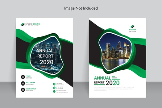 Business Green and White Annual Report Template Design vector