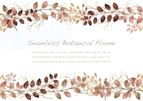 Watercolor Seamless Red Botanical Frame Isolated On A White Background. Vector Illustration.