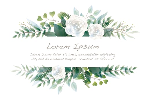 Watercolor Botanical Border with Text Space vector