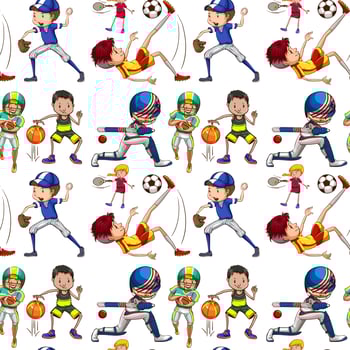 Seamless background with kids doing sports vector