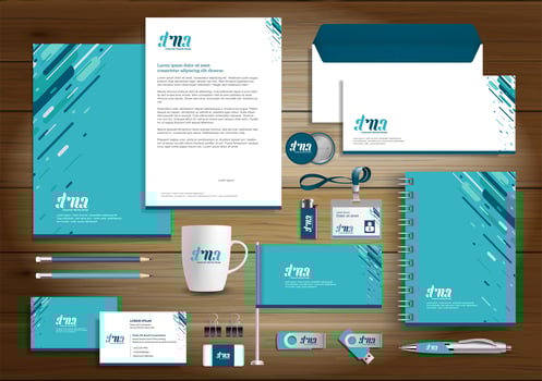 Blue Multiple Line Design Identity and Promotional Items vector