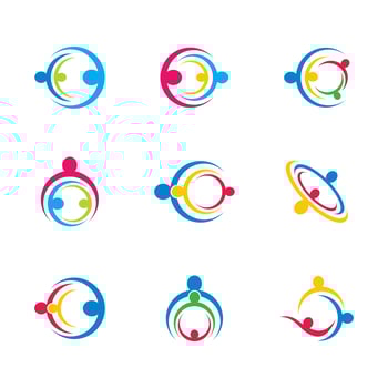 Business teamwork icon set with people in circles vector