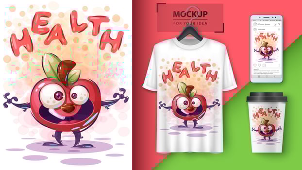 Cartoon Health Apple Poster vector