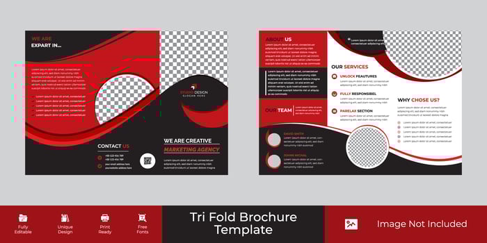Business Corporate Trifold Template Design Red Color vector