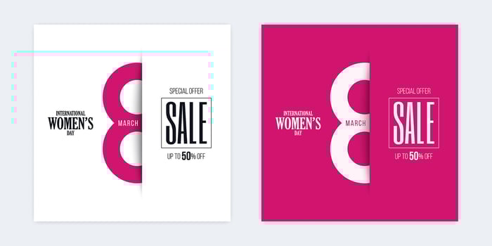 International Women's Day Sale Discount Paper Cut Banners vector