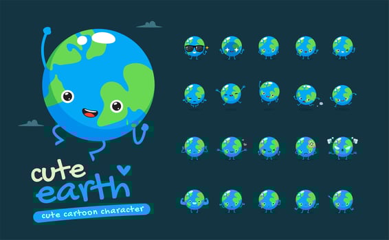 Cute Earth Mascot Character Set vector