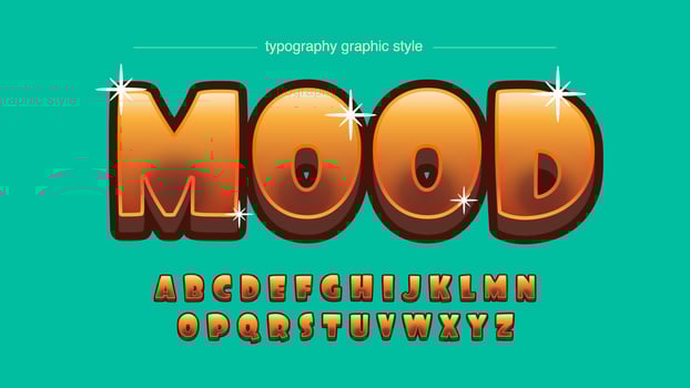Orange Gold Bold 3D Cartoon Typography vector