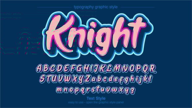 Neon Blue Pink Calligraphy Graffiti Style vector