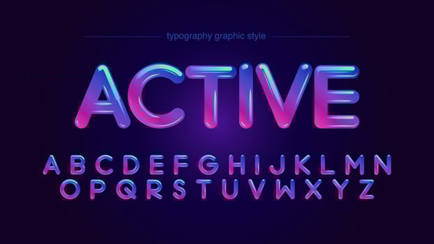 Colorful Vibrant Neon Rounded Typography vector