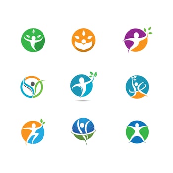 Wellnes symbols in circle shapes vector