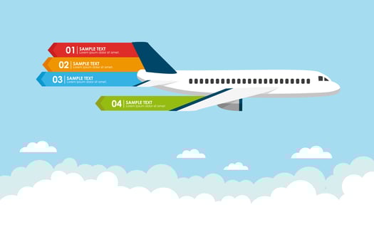 Airplane flying banner infographic vector