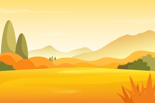 Autumn Meadow Landscape with Mountains Background vector