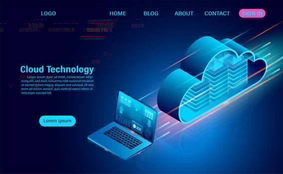 Cloud and Laptop Technology Concept vector