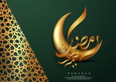 Gold and Green Ramadan Kareem Card vector