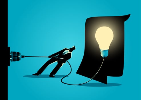 Businessman Silhouette Unplugging Light Bulb vector