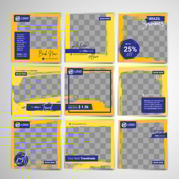 Travel Social Media Post Templates vector