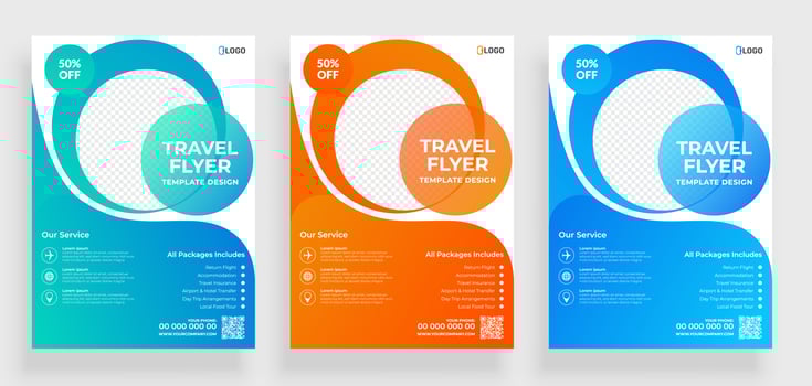 Travel Flyer Templates with Transparent Round Shapes  vector