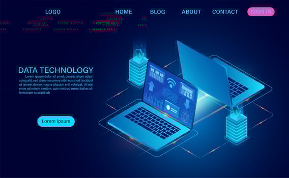 Two Laptops Exchanging Data vector