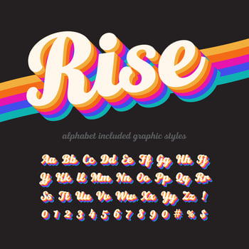 3D Retro Seventies Alphabet vector